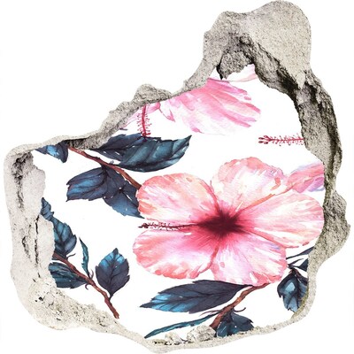 3D wandsticker gat in de muur Een bloemenparadijs achter de muur.
