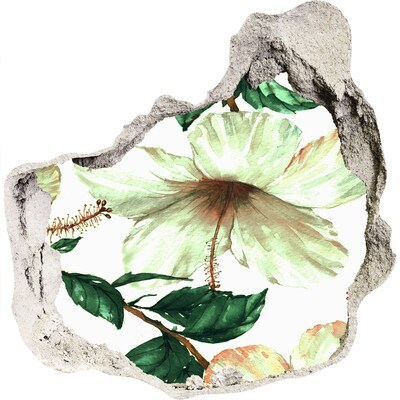 Zelfklevende muursticker 3D gat Bloemenmuurschildering door een gat in de muur