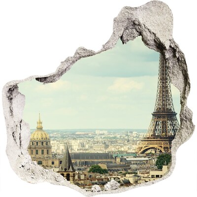 3D wandsticker gat in de muur Uitzicht op Parijs met de Eiffeltoren