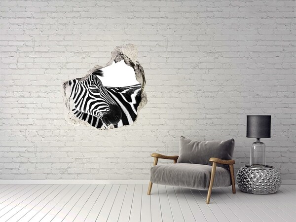Dziura 3d fototapeta naklejka Zebra w dziurze w ścianie