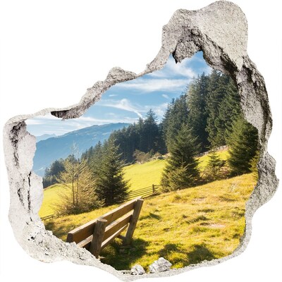 3D muursticker effect gat in de muur Uitzicht op het bergdal