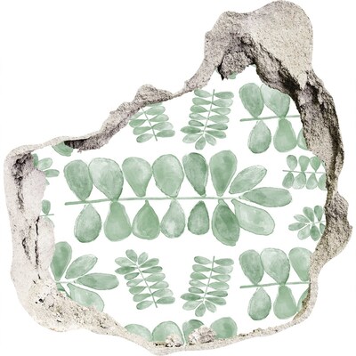 Zelfklevende muursticker 3D gat Groene bladeren in een gat in de muur