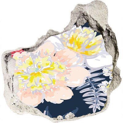 Naklejka 3D dziura na ścianę Kwiatowy ogród za ścianą