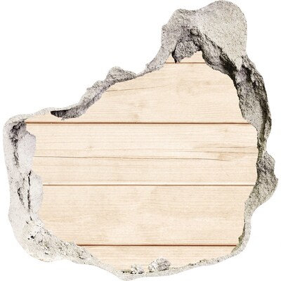 3D muursticker effect gat in de muur Een beschadigde muur met een houten vloer.