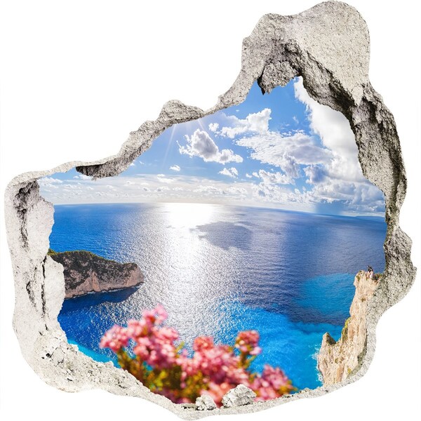 Dziura 3d w ścianie naklejka Widok z urwiska nad morzem
