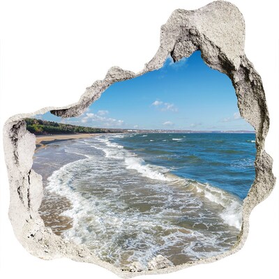 3D wandsticker gat in de muur Zeezicht