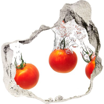 Zelfklevende muursticker 3D gat Sappige tomaten in water