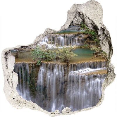 3D wandsticker gat in de muur Waterval in de jungle