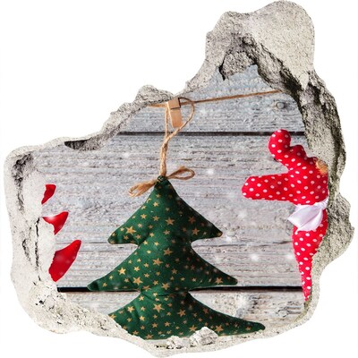 3D muursticker effect gat in de muur Kerstdecoratie voor in de muur