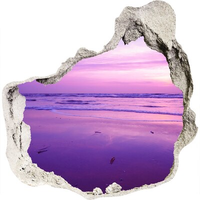 3D muursticker effect gat in de muur Zonsondergang boven de zee