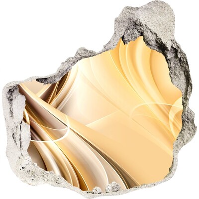 Zelfklevende muursticker 3D gat Gouden abstractie in een gat in de muur