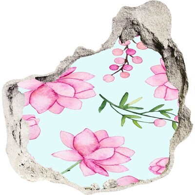 3D muursticker effect gat in de muur Een bloemenparadijs achter de muren