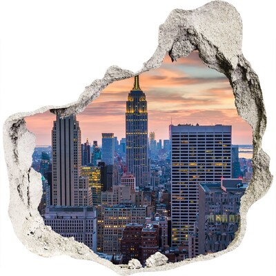 3D muursticker effect gat in de muur Uitzicht op New York