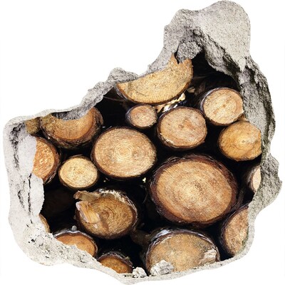 Zelfklevende muursticker 3D gat Hout in een gat in de muur
