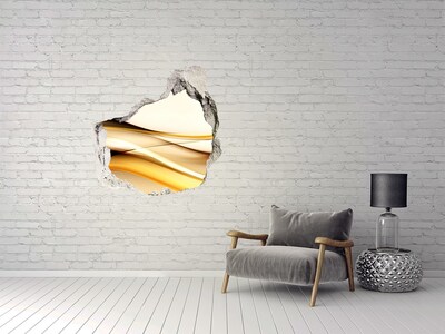 Dziura 3d fototapeta naklejka Złote fale w dziurze w ścianie