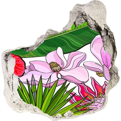 3D muursticker effect gat in de muur Een verborgen tropische tuin