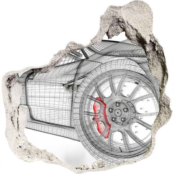 Foto zdjęcie dziura na ścianę Wyścigowy samochód w dziurze w ścianie