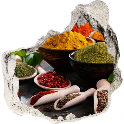 Naklejka dziura na ścianę Kolorowe przyprawy w kuchni