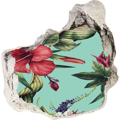 3D wandsticker gat in de muur Een verborgen tropische tuin