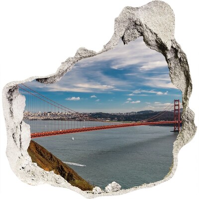 3D muursticker effect gat in de muur Golden Gate in San Francisco