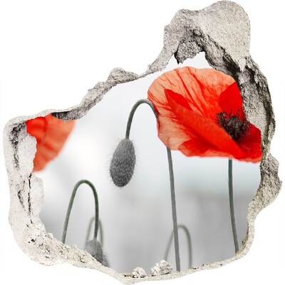 Samoprzylepna naklejka na ścianę fototapeta Kwiaty w dziurze w ścianie