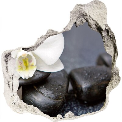 3D wandsticker gat in de muur Bloemen en stenen in de spa