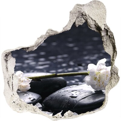 Zelfklevende muursticker 3D gat Bloemen op de stenen