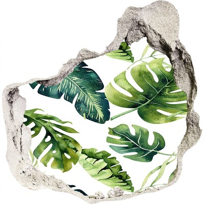 Zelfklevende muursticker 3D gat Tropische jungle achter de muur