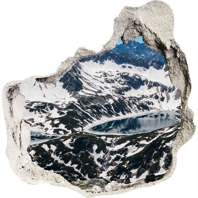 3D muursticker effect gat in de muur Bergmeer in de Alpen