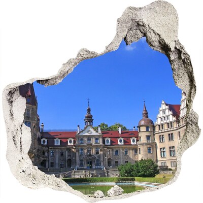 Zelfklevende muursticker 3D gat Een kasteel te midden van het groen