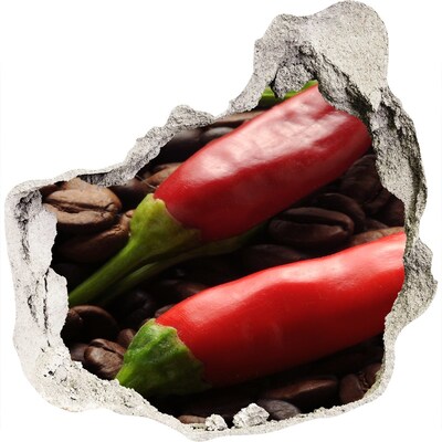 Naklejka 3D dziura na ścianę Ostry smak kawy i chili