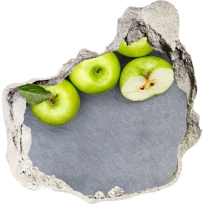 Zelfklevende muursticker 3D gat Groene appels in beton