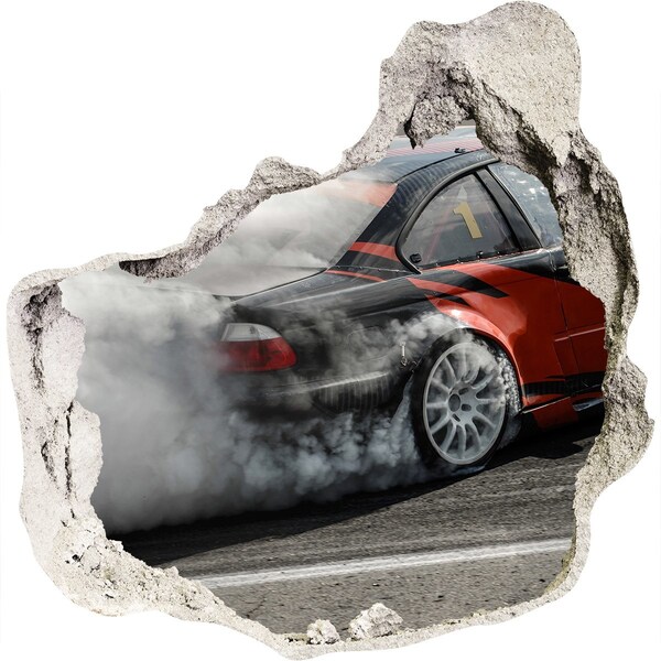 Foto zdjęcie dziura na ścianę Wyścigowy samochód w akcji