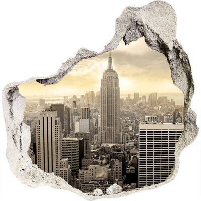 Zelfklevende muursticker 3D gat Uitzicht op New York