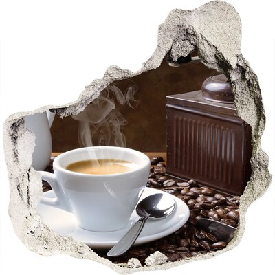 3D wandsticker gat in de muur Koffie in een café