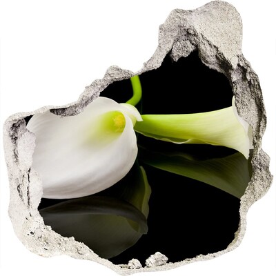 3D muursticker effect gat in de muur Bloem in beton