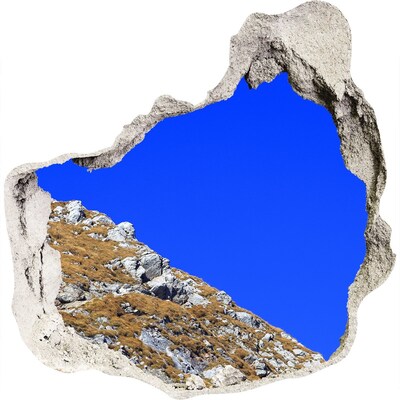 Dziura 3d w ścianie naklejka Górski krajobraz przez dziurę w ścianie