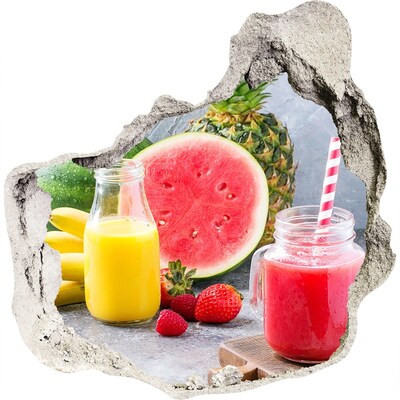 Zelfklevende muursticker 3D gat Fruitig cocktailparadijs