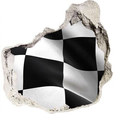 Zelfklevende muursticker 3D gat Race met geblokte vlag