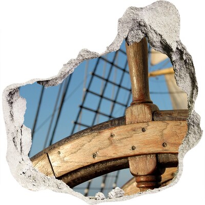 3D muursticker effect gat in de muur Een schip op zee