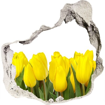 Zelfklevende muursticker 3D gat Tulpen in een gat in de muur