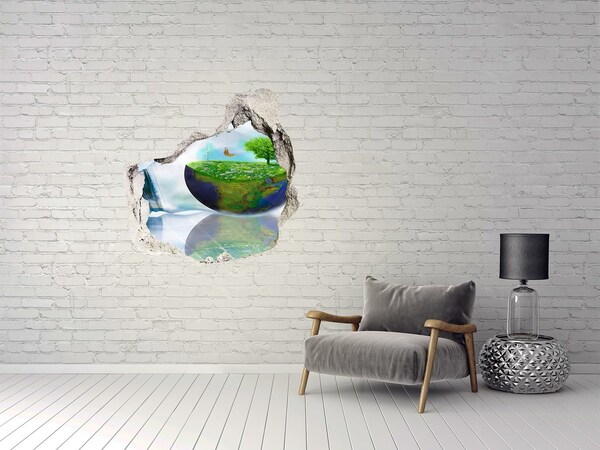 tegelstickers Groene Planeet door een gat in de muur