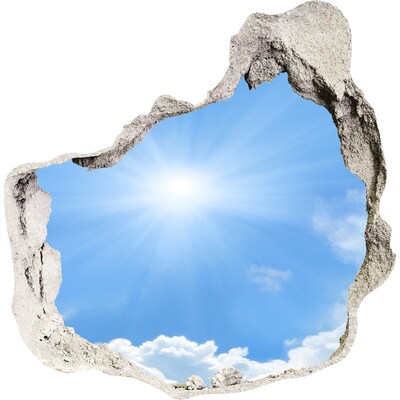Zelfklevende muursticker 3D gat Hemel met zonnestralen