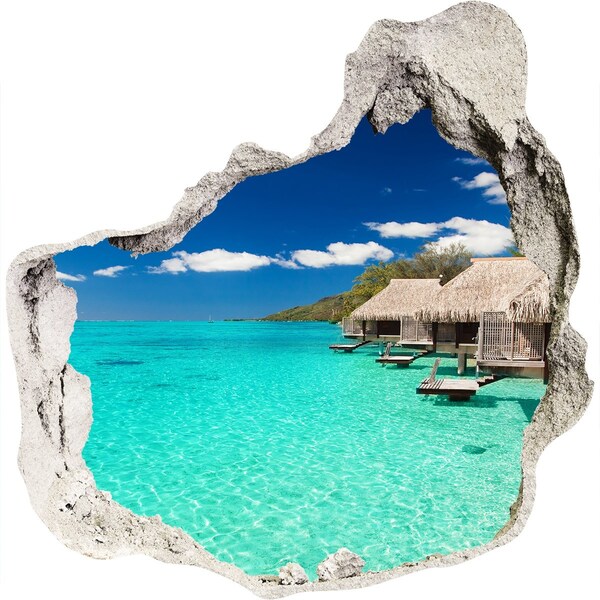 trapstickers natuur Paradijselijke lagune tussen de bungalows