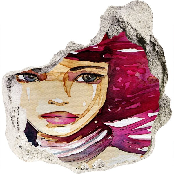 tegelstickers Portret met roze accenten