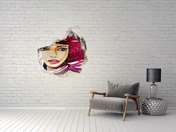 tegelstickers Portret met roze accenten