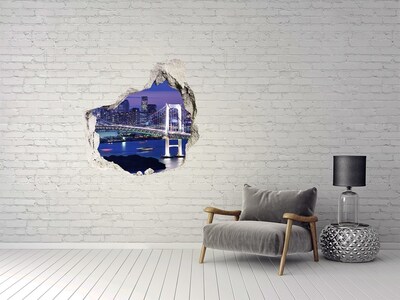 Fototapeta dziura na ścianę 3d Most w świetle nocnym