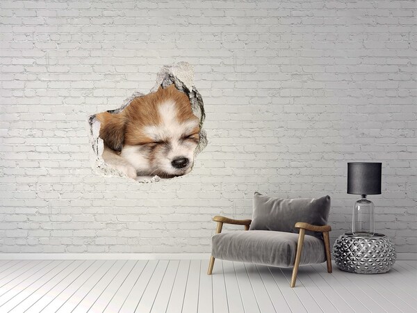 tegelstickers keuken Schattige puppy in een gat in de muur