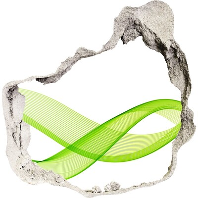 trapstickers tegels Groene golf in het gat in de muur