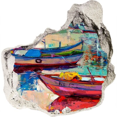 Foto zdjęcie dziura na ścianę Malownicze łodzie na wodzie